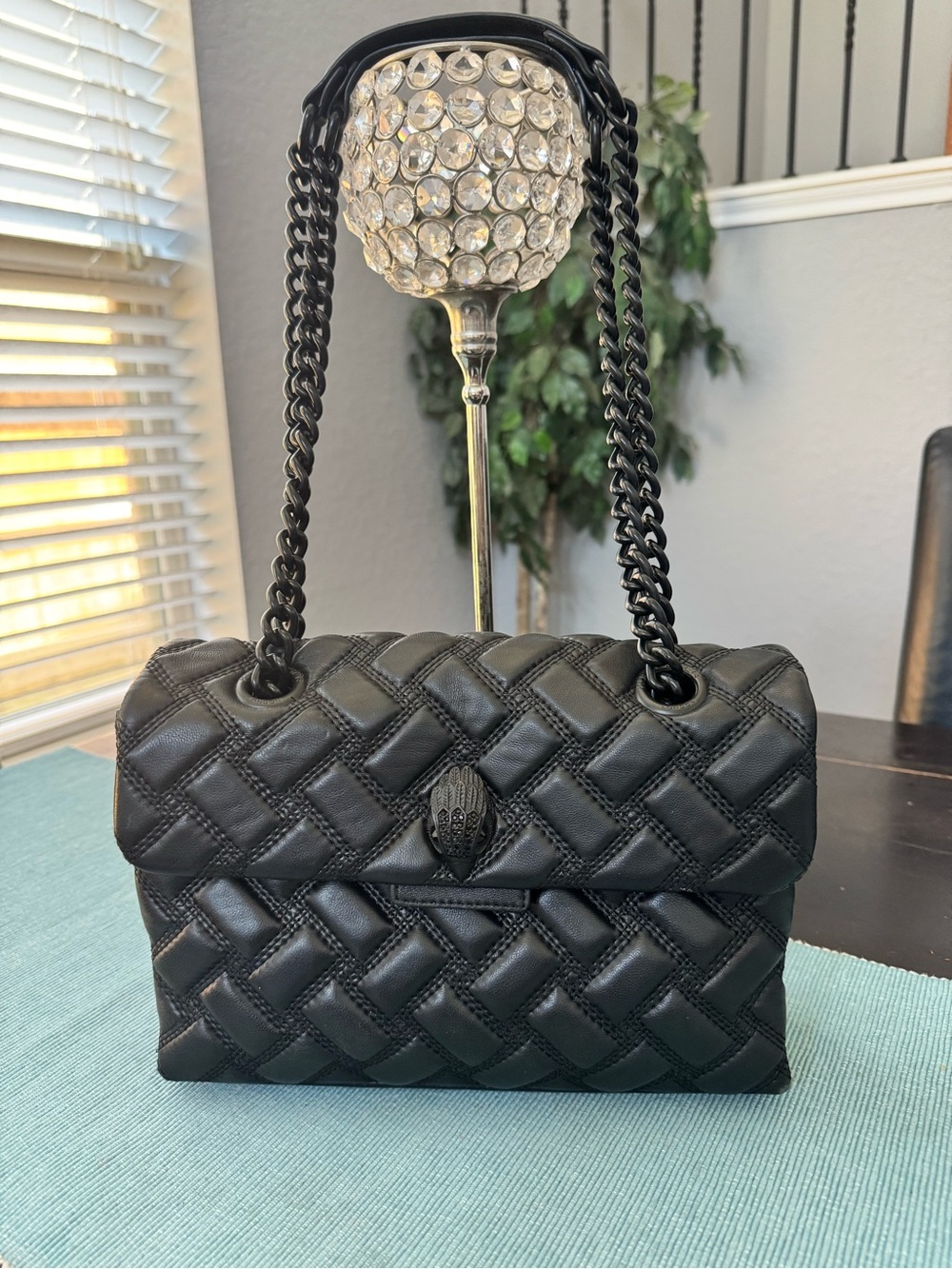 Kurt Geiger Kensington Black Quilted Chain Shoulder Bag